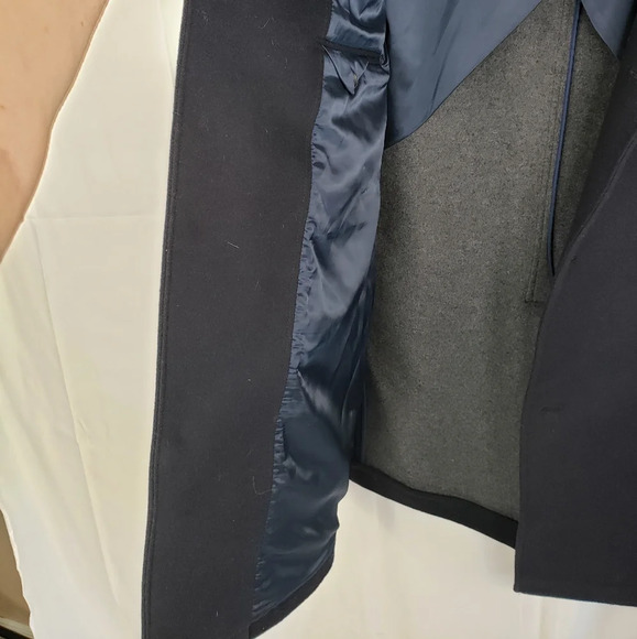 Nordstrom Mens Cashmere & Wool Navy Button Pockets Winter Coat Sz 48R. - Picture 5 of 13